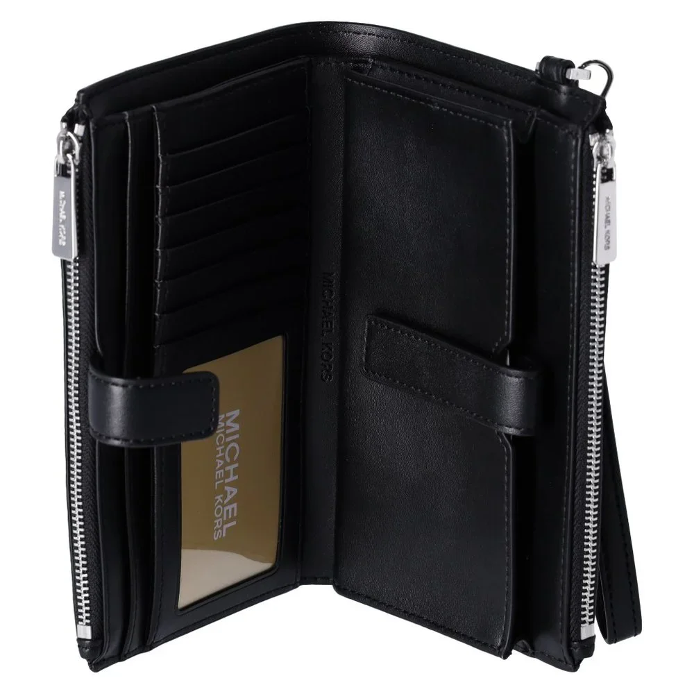Michael Kors Jet Set Travel Double Zip Phone Wallet MK Black